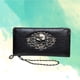 thumbnail image 4 of Cartera para mujer, versión coreana, larga, estilo retro, estilo punk, con estampado de calaveras y lunares (negro), 4 of 7