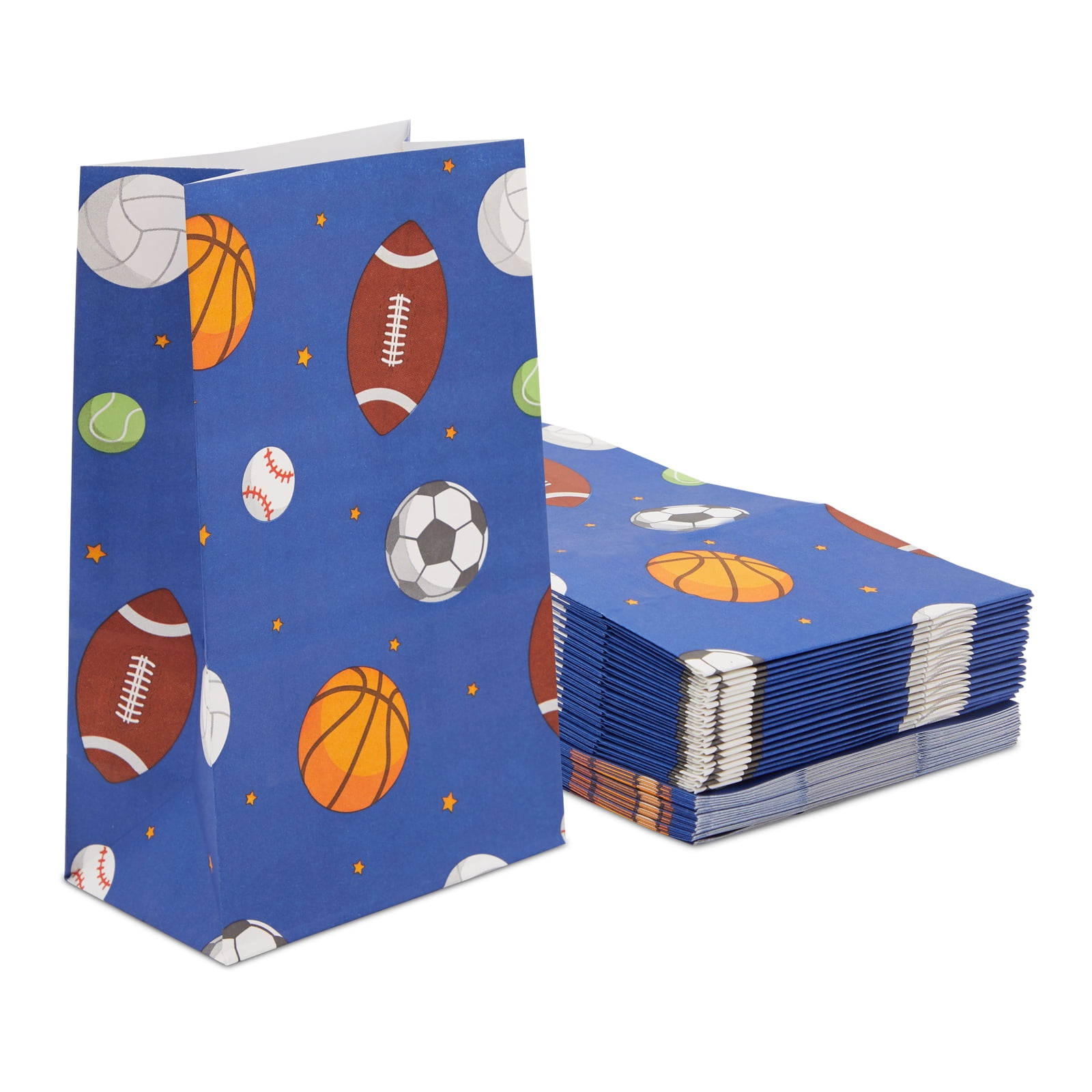 36 Pack Sports Gift Bags, Party Favor Bag for Goodie & Kids, Blue, 5.2 x 8.7 x 3.3 in