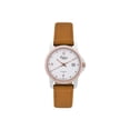 thumbnail image 1 of Orlean Womens Easy to Read Watch with Date - 316L Stainless Steel Case with Leather Watch Band - 27mm Analog Ladie's Wrist Watches - White Dial - Rose Gold / Silver / Tan Band, 1 of 4