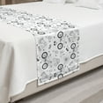 thumbnail image 2 of Spring Bed Runner, Monochrome Bicycle Dove Olive Branch Peace Sun Warm Season Composition, Decorative Accent Bedding Scarf for Hotels Homes and Guestrooms, Queen, Charcoal Grey and White, by Ambesonne, 2 of 2