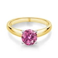 thumbnail image 2 of Gem Stone King 10K White And Yellow Gold Pink Moissanite Engagement Ring for Women | 1.20 Cttw | Round 7MM | Gemstone Birthstone | Size 9, 2 of 4