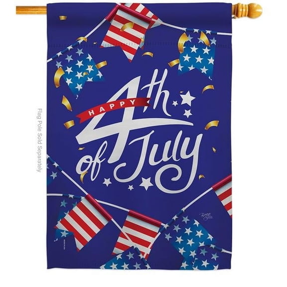 Breeze Decor H111100-BO 28 x 40 in. 4th of July American Fourth Vertical House Flag with Double-Sided Decorative Banner Garden Yard Gift