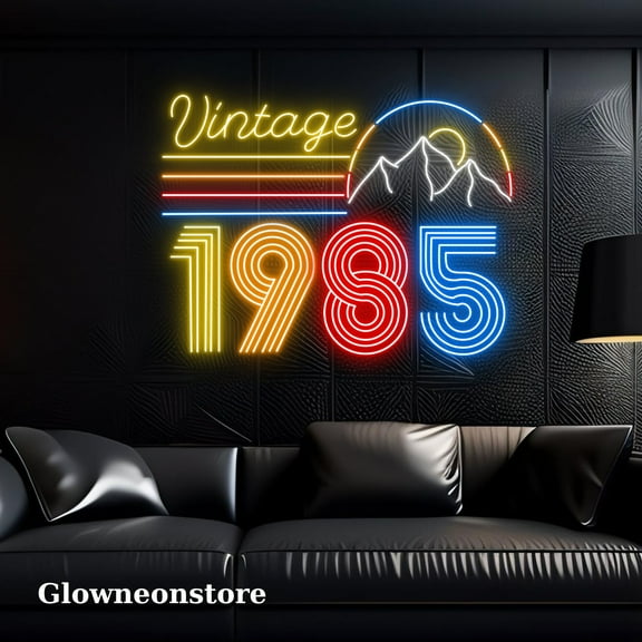 Glowneon Vintage 1985 Neon Sign, 38th Birthday Led Light, 38th Birthday Neon Gift, Handmade Vintage