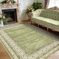 thumbnail image 3 of Modern Area Rug - Soft Washable Low Pile Carpet, Non-Slip & Mark Resistant - For Living Room, Bedroom, Dining Room - Green, 4x6ft, 3 of 8