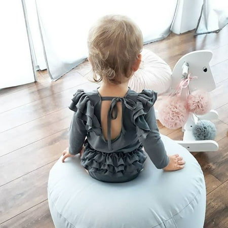 

Baby Girls Fly Sleeve Solid Ruffles Romper Bodysuit Jumpsuit Clothes
