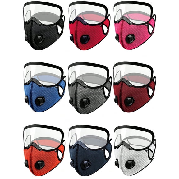 1pc Cycling Protective Face Shield Sports Mask, Dust Filter Insulation Mask with Removable Lenses, Activated Carbon Bicycle Half Mask,Outdoor Unisex Reusable Anti-Fog Windproof Mask（Random Color)