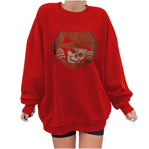 Moda mujer estampado manga larga cómoda transpirable cuello redondo camisa Tops Pompotops FGAJ7904