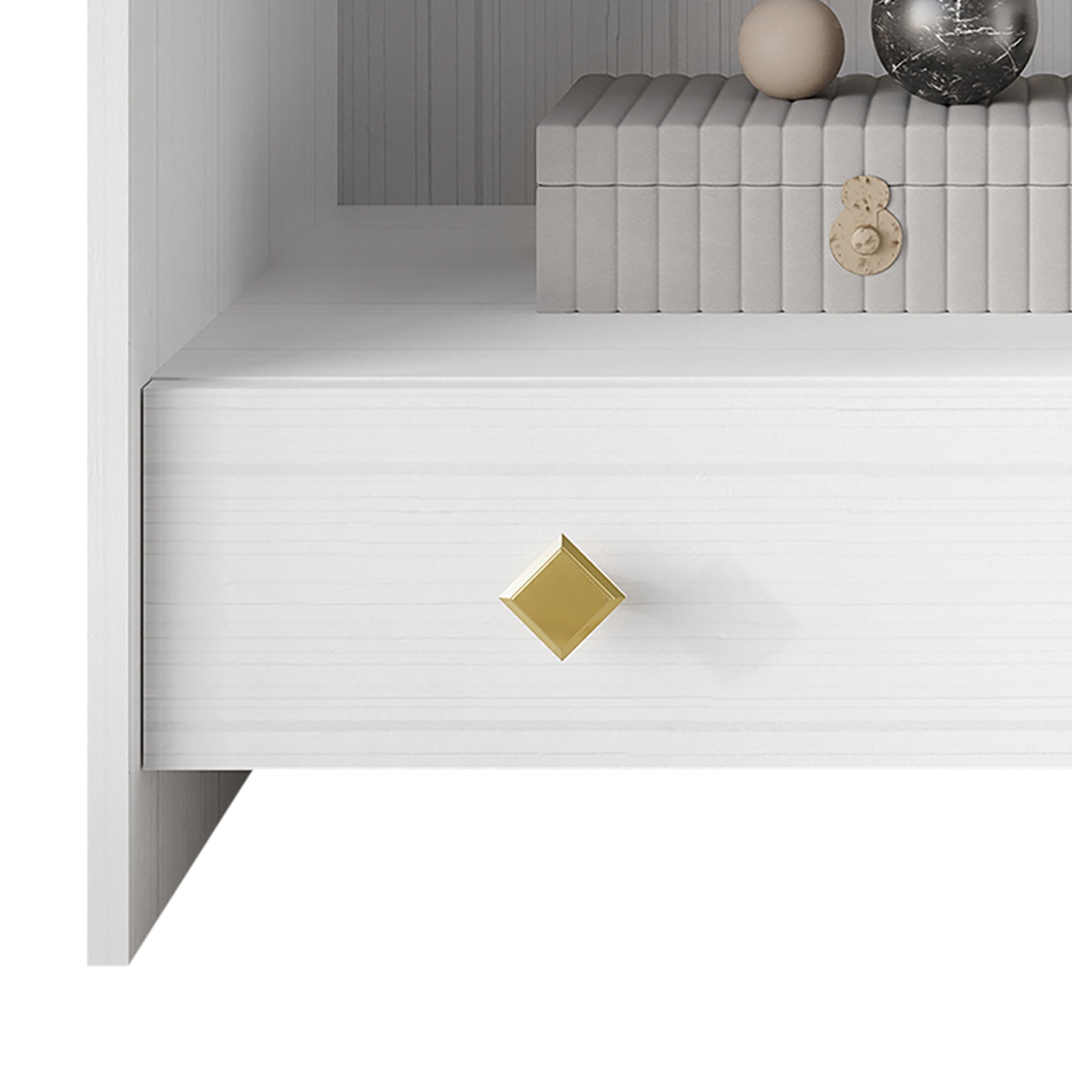 Castle Place Set of 2 Elegant Glam Nightstands, White