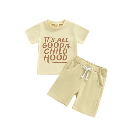 

Musuos Baby Boys Short Sleeve Letter Print T-Shirt Tops Elastic Waist Shorts Pants