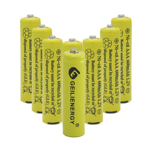 GEILIENERGY Solar Light Batteries AAA NiCd AAA 600mAh 1.2V Rechargeable for Garden Lights Remotes Mice(8 PACK)
