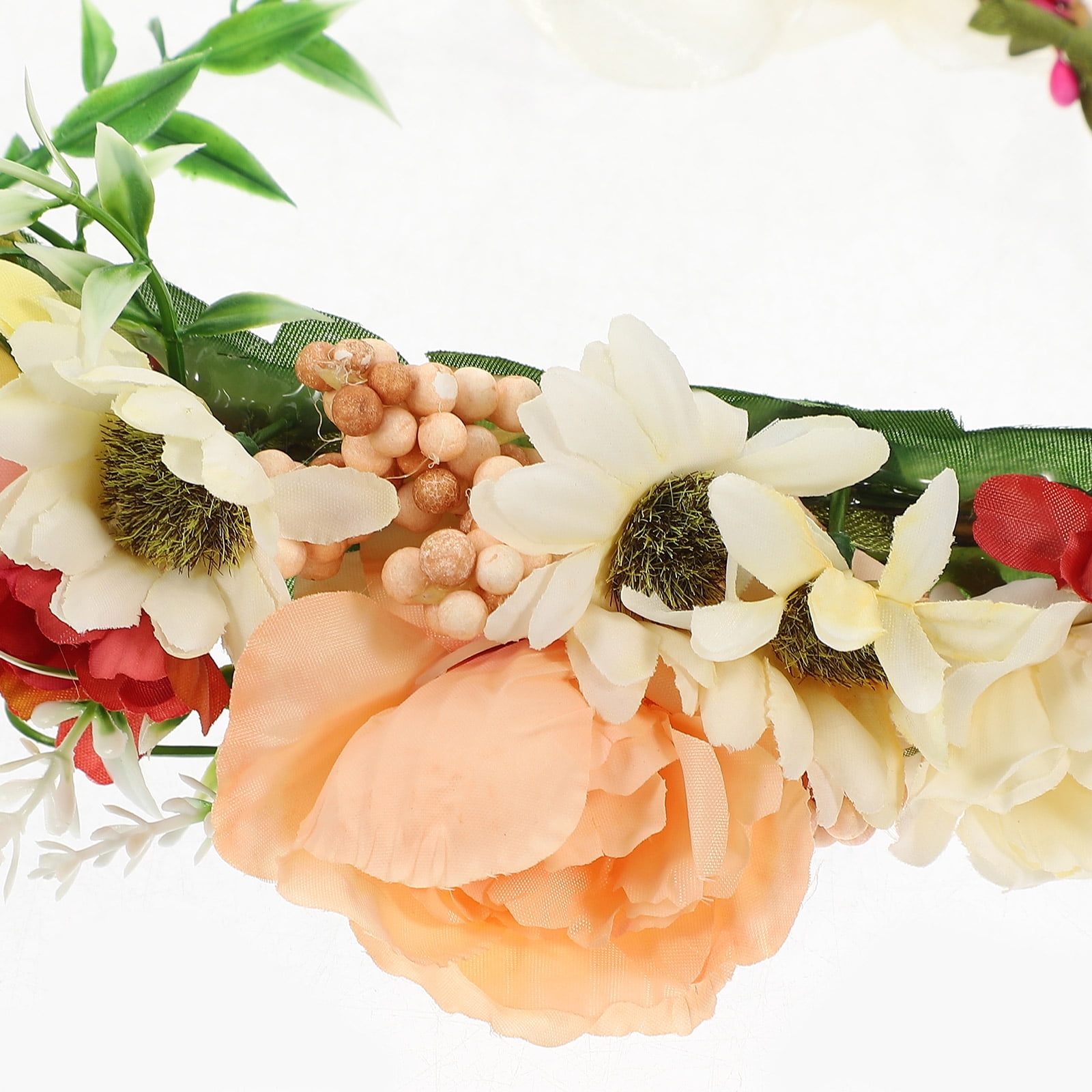 WEUVEB Lovely Dog Flower Collar with Artificial Leaves Adjustable for Pet Photo Prop Use