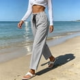 thumbnail image 2 of ZHYou No Boundarie Stripe Pants for Women Drawstring Straight Leg Casual Vacation Loungewear Loose Fit Trousers with Multi Pockets,Black,Size 2XL, 2 of 8
