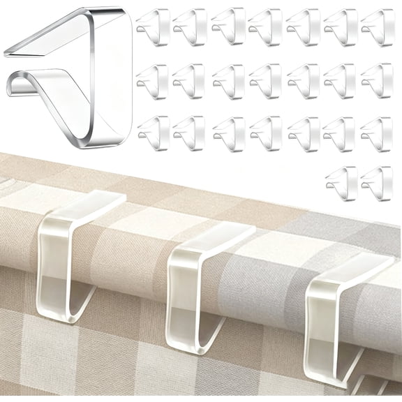 24 Pcs Clear Tablecloth Clips for Indoor Outdoor Tables, Windproof Plastic Table Cloth Holder Clips for Thick Tables, Transparent Picnic Table Cover Clip Clamps for Securing Tablecloths Large