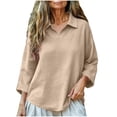 thumbnail image 2 of Women's Casual 3/4 Sleeve Loose Fit Blouse Solid Color Tunic Top, 2 of 8
