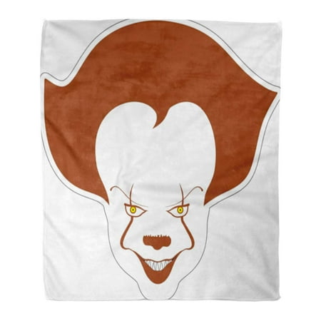 ASHLEIGH Flannel Throw Blanket Evil Clown Scary Cartoon Character Circus Creepy Drawing Face Soft for Bed Sofa and Couch 50x60 Inches