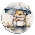 thumbnail image 3 of Designart "Hamster with an Umbrella on a Rainy Day" Animal Hamster Metal Round Art Print, 3 of 5