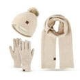 thumbnail image 3 of Prolriy Set Beanies Hats Men Women Hat Scarf and Glove Set Women Winter Hats 3 Piece Neck Warmer and Gloves Scarf for Women Beige, 3 of 8