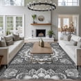 thumbnail image 3 of 6'x9' Area Rugs, Grey Boho Indoor Outdoor Area Rug for Living Room Bedroom, Abstract Floral Southwestern Ethnic Tribal Washable Bathroom Rugs Kitchen Floor Carpet Mats Home Decor Aesthetic, 3 of 8