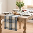 thumbnail image 6 of Sm:)e Blue Light Coffe Farmhouse Plaid Spring Winter Table Runner 13x108 Inch, Winter Rustic Holiday Check Kitchen Dining Table Decor, 6 of 7