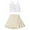 White, variant on Summer Children's Girls Outfit Sets Bow Camisole Top With Leather Skirt Pants Set Kids Two-piece Set