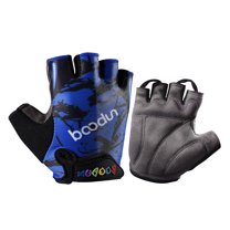 Kids Outdoor Sports Half Finger Gloves Non-Slip Breathable Workout Gloves Shockproof Racing Gloves (Blue Totem, Size )