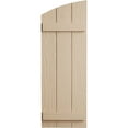 thumbnail image 2 of Ekena Millwork 16 1/2"W x 38"H (32 1/2" Low Side) Timberthane Sandblasted Three Board Joined Board-n-Batten w/Elliptical Top Faux Wood Shutters (Per Pair), Primed Tan, 2 of 6