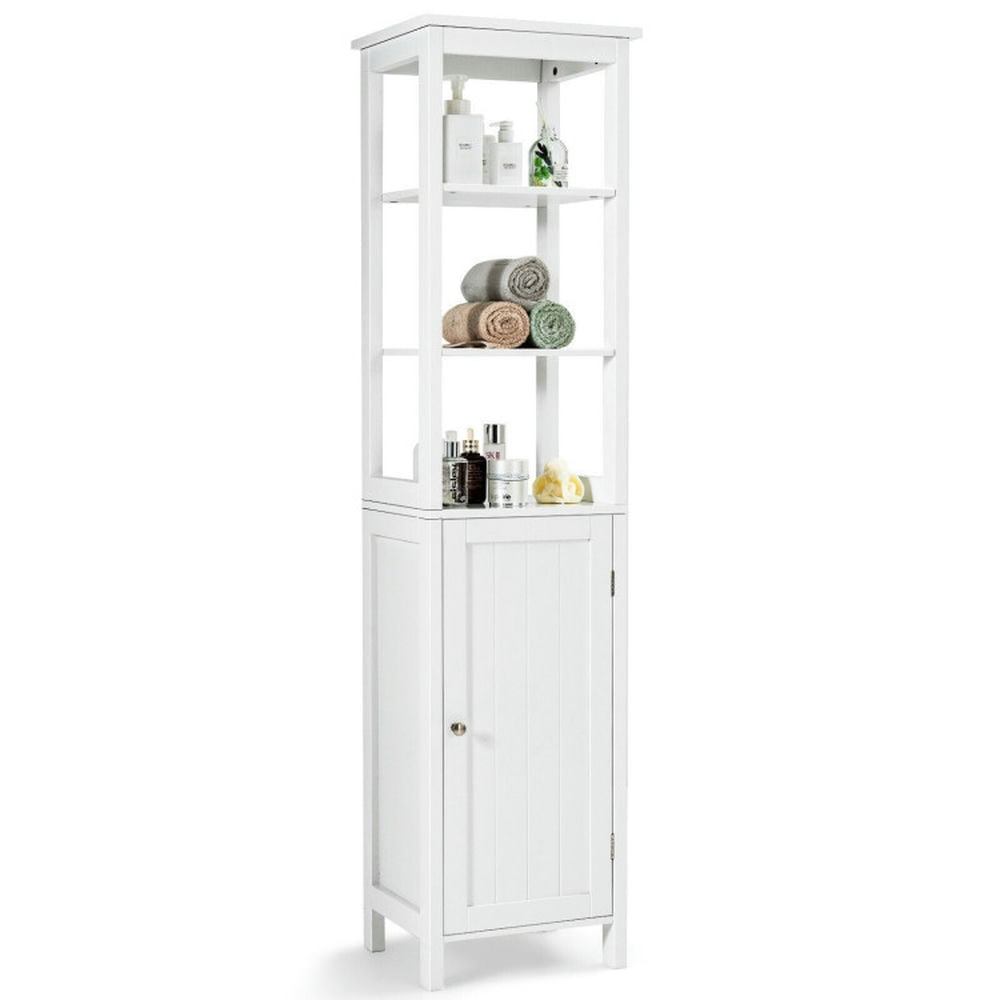 Finihen Bathroom Storage Cabinet, Bathroom Floor Cabinet, Freestanding Storage Cabinet With 3-Tier Shelf and Door, for Bathroom, Living Room, Bedroom, Kitchen, White Finihen Bathroom Storage Cabinet, Bathroom Floor Cabinet, Freestanding Storage Cabinet With 3-Tier Shelf and Door, for Bathroom, Living Room, Bedroom, Kitchen, White