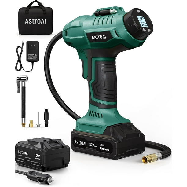 Inflador de Neumáticos AstroAI 160 PSI con pantalla digital portátil inalámbrico verde