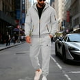 thumbnail image 2 of Men's Full Zip Hooded Sweatshirt and Drawstring Jogger Pants Set Casual Tracksuit with Multiple Zippered Pockets, 2 of 5