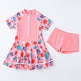 thumbnail image 2 of TOWED22 Toddler Girl Swimsuit One Piece Rash Guard Bathing Suit Little Girls Short Sleeve Quick Dry Swimwear 1-7 Years Light Pink,9-10 Y, 2 of 5