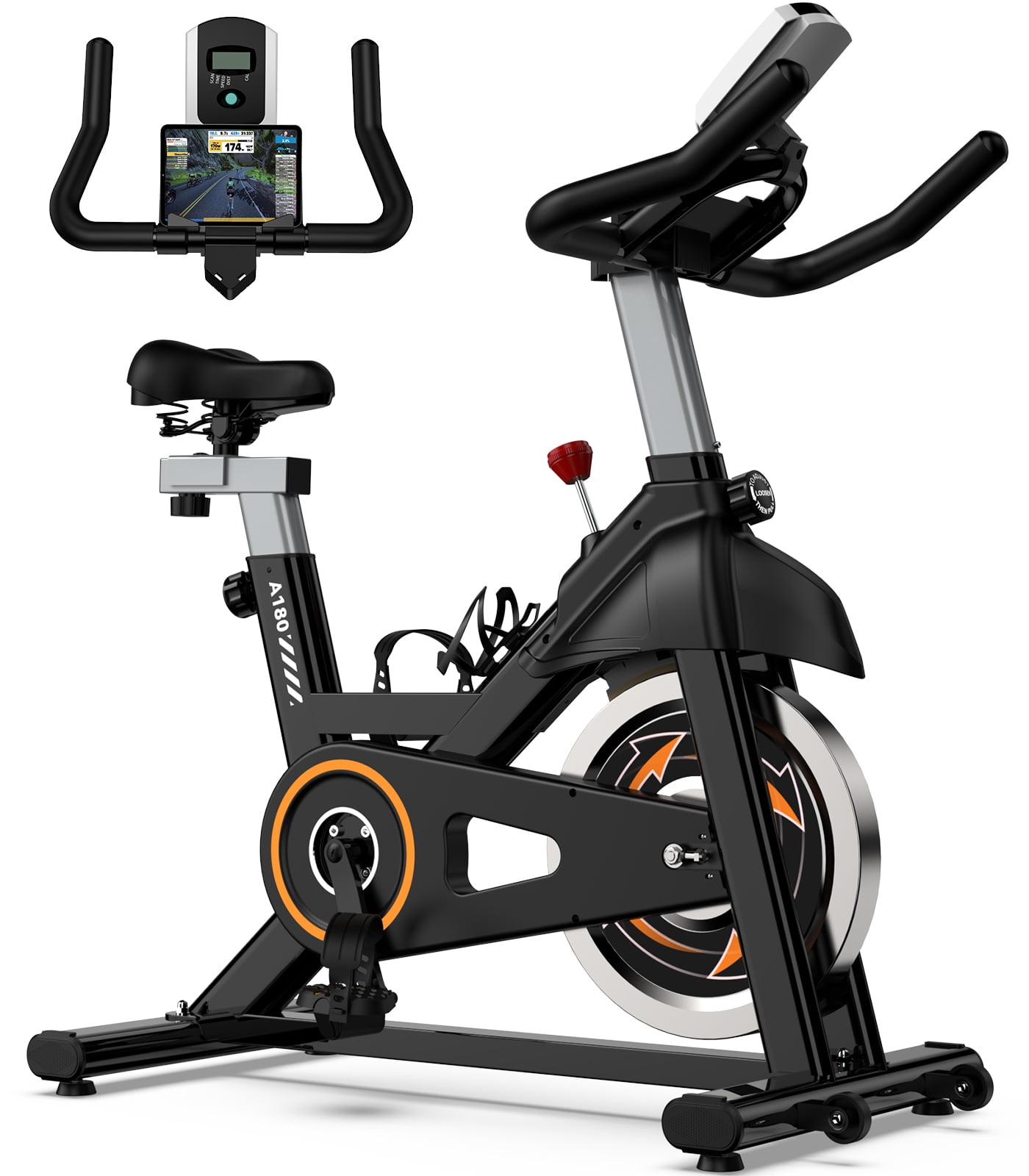 LNOW  Full Adjustable Stationary Exercise Bike Indoor Cycling Bikes for Home Workout Cardio 350 lb