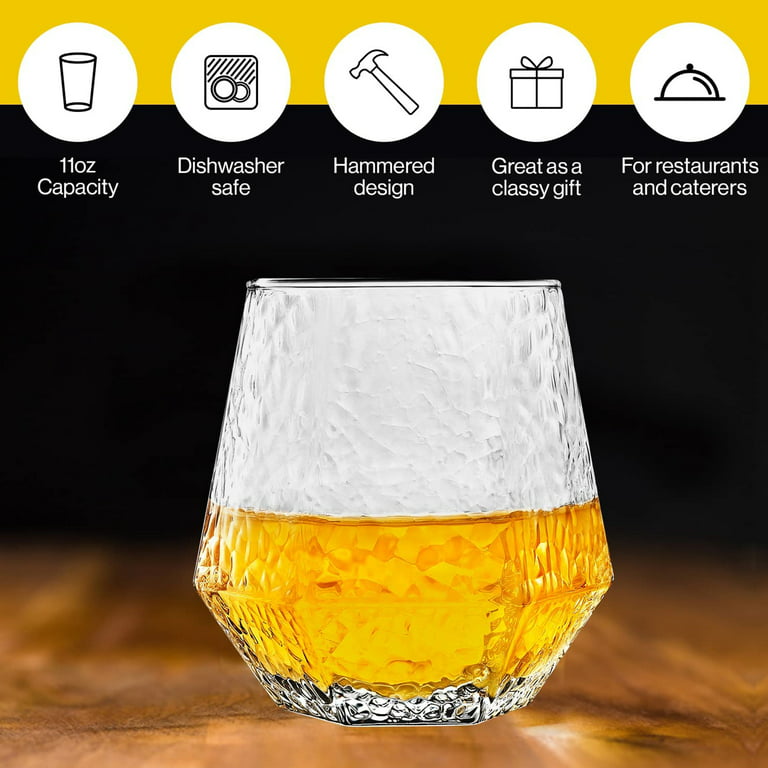 luckxuan Glass Cups/Glass Tumblers Creative Square Hammered Drinking  Glasses Whiskey Glass,Water Glass,Water Cup, Juice Glass Wine Glass  Drinking Cup