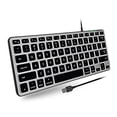 thumbnail image 1 of Macally Backlit Mac Keyboard Wired - The Perfect Size and Lighted - Slim and Compact Apple Keyboard with 3 Level Brightness LED Keys - Small Wired Keyboard for Mac, MacBook Pro/Air, iMac (Space Gray), 1 of 1