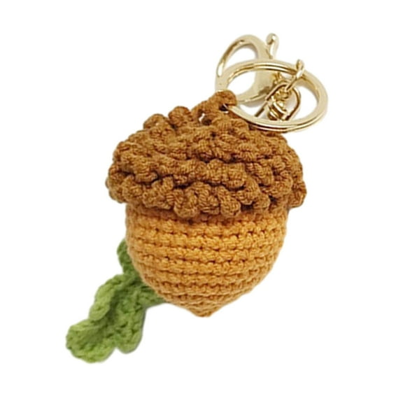 XISAOK Colorful Crocheted Acorn Keychain Pendant Charm for Bags Keys and DIY Crafts