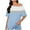 Light Blue, variant on fatyb Womens One Shoulder Tops Short Sleeve Loose T Shirts Print Summer Casual Blouses for Women