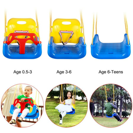 3 In 1 Bucket Swing Seat High Back Swing for Toddler Baby Indoor Outdoor Swing Seat Seat Heavy Duty Chain Playground Swing Set
