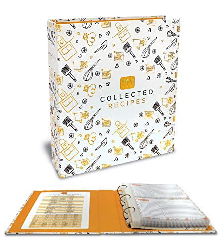 12 Dividers and Labels for Family Recipe Organizer Recipe Binder Kit 3 Ring Full Page Recipe Book Binder 8.5x11 with 60 Page Protectors Grain Design 