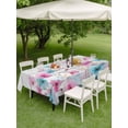 thumbnail image 4 of Outdoor Tablecloth with Umbrella Hole for Patio/Picnic/Party/Camping, Blue Pink Flowers Waterproof Table Cloth Rectangle Table Cover Washable, Spring Garden Floral Gray Wooden (60"x 120"), 4 of 8