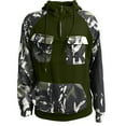 thumbnail image 2 of Men's Camo Cargo Quarter-Zip Pullover Hoodie, Vintage Casual Long Sleeve Sweatshirt with Pocket and Drawstring for Outdoor,Army Green,L, 2 of 5