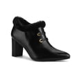 thumbnail image 1 of BLISSFUL STEP Women's Faux Fur Buckle Block Heel Ankle Boot Black 10, 1 of 7