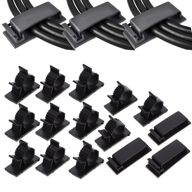 18 piezas de soportes de botones para cables de escritorio de oficina, clips para cables, kit de gestión de cables