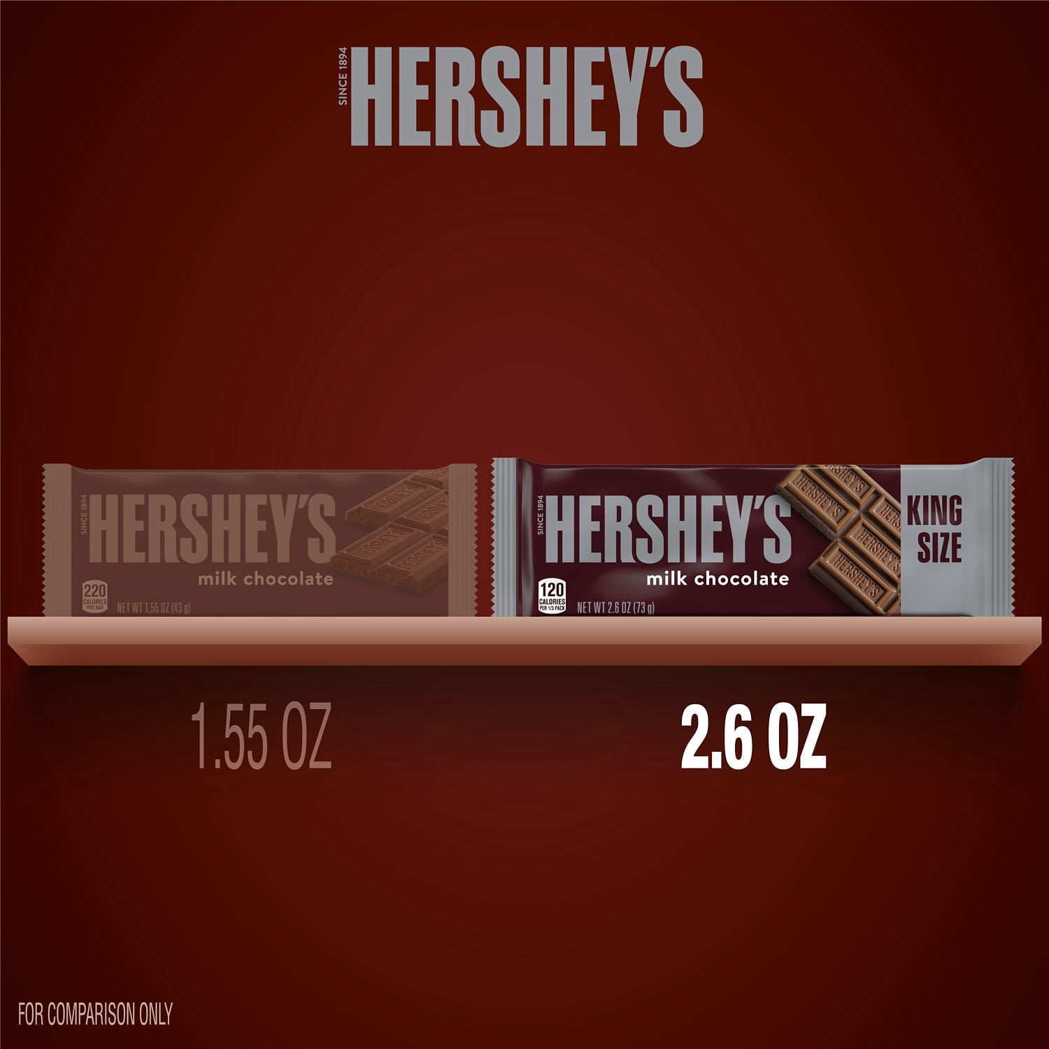 Hershey's Milk Chocolate King Size Candy, Bar 2.6 oz