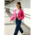 thumbnail image 2 of NAYTOAO Women Heart Print Fuzzy Knit Button Down Cardigan, V Neck Long Sleeve Sweater Outerwear, Casual Fall Knit Jacket, 2 of 5