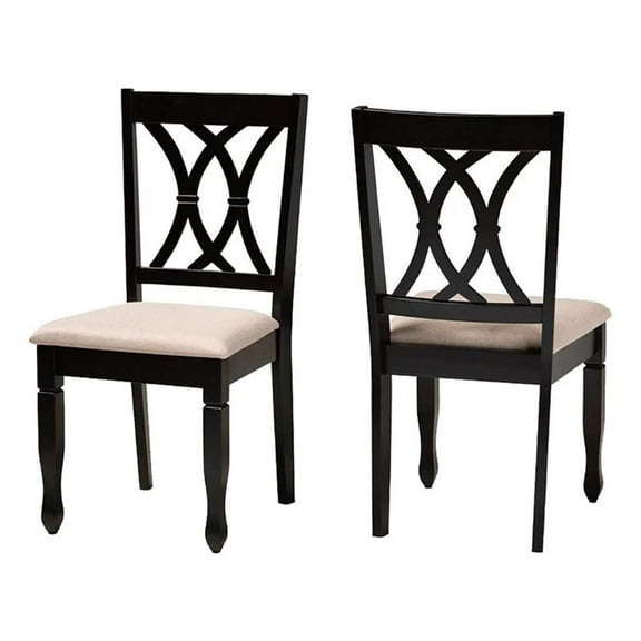 Bowery Hill 18.5" Modern Wood Dining Chair in Sand (Set of 2)