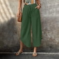 thumbnail image 4 of Dvprdro Loose Fit Capri Pants for Women Cotton Drawstring Elastic Waist Side Pockets Solid Summer Casual, 4 of 8