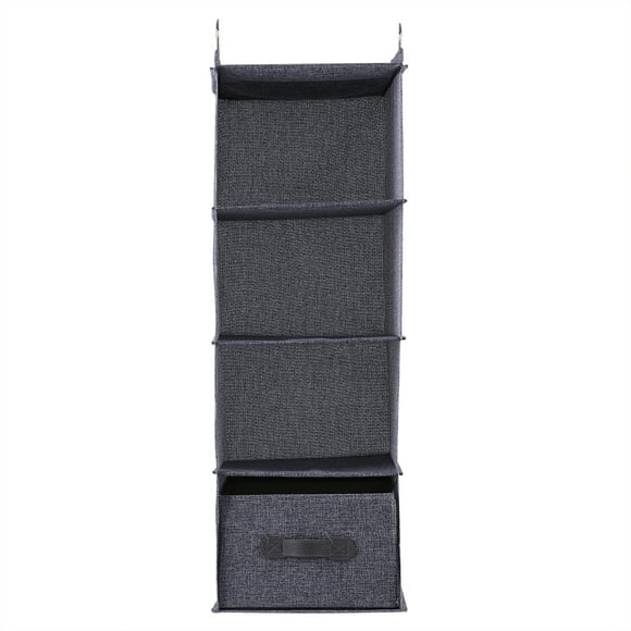 KSTE Hanging Closet Organizer 1 PC of Hanging Closet Organizer Clothes Clothing Storage Holder 4 Shelves with Drawer.(Beige and Gray)