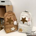 thumbnail image 2 of American Star Appliques Rtero Knapsack Large Capacity Laptop Backpack with Pendant Y2K Aesthetic College Bookbag Student Backbag Khaki, 2 of 6
