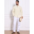 thumbnail image 5 of DARING DIVA Men's Stand Collar Long Sleeves Button Down Linen Shirts M Khaki, 5 of 7
