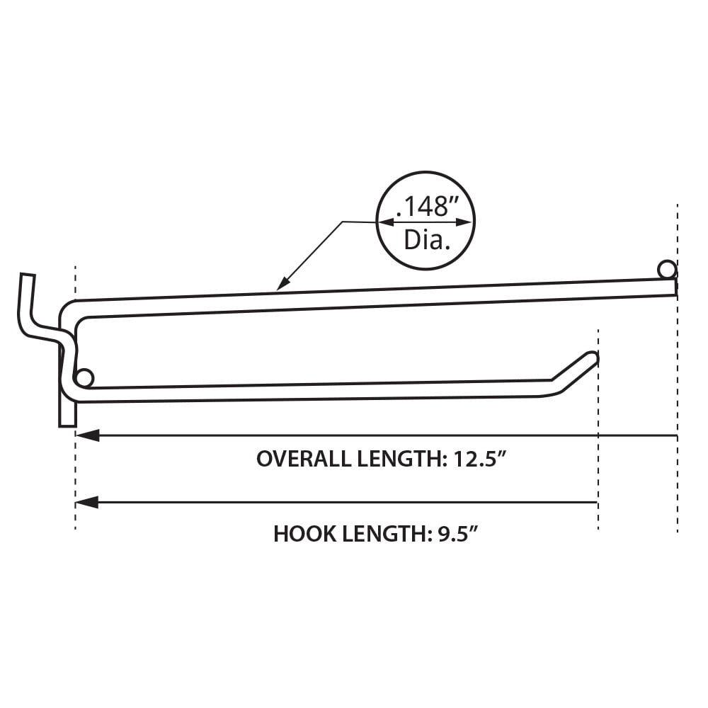 Azar Displays 701310 10" Metal Wire Flip Scan Loop Hook .148" Diameter, 50-Pack
