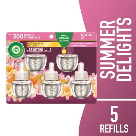 Air Wick Plug-In Scented Oil Air Freshener Warmer Refills, Summer Delights, 5 Count